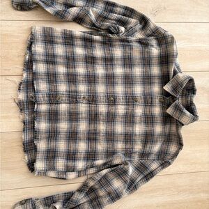 Abercrombie & Fitch Plaid Long Sleeve Shirt - Blue and Tan